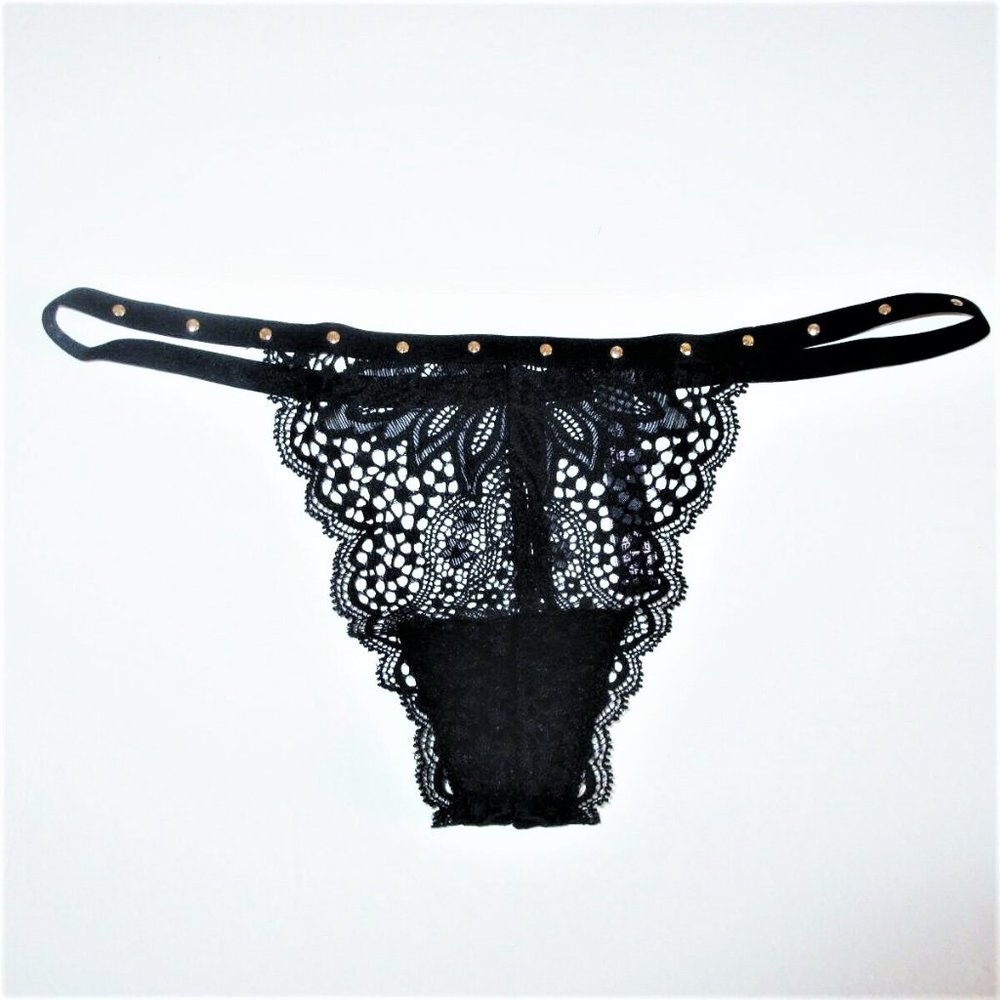 Victoria's Secret Very Sexy V-String Thong Panty Size M Embellished Studded